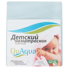 Наматрасник Qu Aqua Махра натяжной, водонепроницаемый, 65х125 см голубой