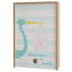 Коробка подарочная Акушерство Memory Box Stork 25 x 38 x 10 см бежевый/мятный