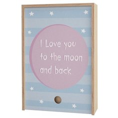Коробка подарочная Акушерство Memory Box I love you to the moon and back 25 x 38 x 10 см Бежевый/голубой/розовый