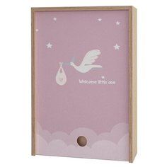 Коробка подарочная Акушерство Memory Box Welcome little one 25 x 38 x 10 см бежевый/розовый