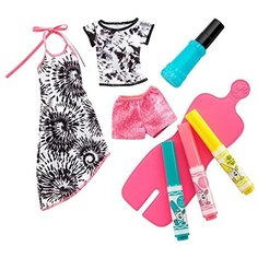 Barbie Комплект одежды Crayola для куклы Барби FPW12/FPW13 бирюзовый/розовый/желтый