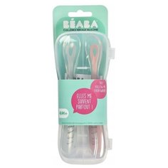 Набор ложек 1st Age Silicone Spoons 2 шт с контейнером pink Beaba