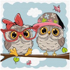 Molly Картина по номерам "Маленькие совята" 20х20 см (KH0850)