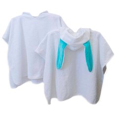 BabyBunny полотенце пончо Зайка с ушками банное 71х115 см белый/бирюзовый