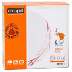 Столовый сервиз Arcopal Domitille P3363, 6 персон, 18 предм., белый/красный