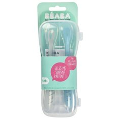 Набор ложек 1st Age Silicone Spoons 2 шт с контейнером blue Beaba