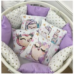 Happy Family Studio Бортик Совы белый/фиолетовый