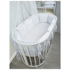 Про сон бортик Plush звёзды/однотонный белые звезды/белый