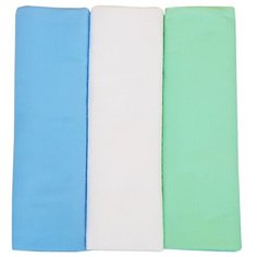 Многоразовые пеленки Папитто фланель однотонная 120х90 набор 3 шт. голубой/белый/зеленый