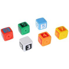 Игрушки пластизоль для купания "ИГРАЕМ ВМЕСТЕ" Кубики с цифрами (6шт) в сетке