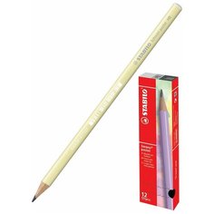 КАРАНДАШ Ч/ГР STABILO SCHWAN PASTEL 421 КРУГЛЫЙ, HB. КОРПУС ПАСТЕЛЬ ЖЕЛТЫЙ, 12 шт