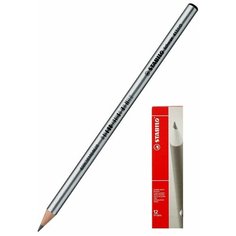 Карандаш ч/гр STABILO SCHWAN 417 круглый,HB, корпус серебрянный, 12 шт