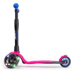 Самокат детский трехколесный Yo Tokyo стильный легкий бесшумный 3-колесный светящиеся колеса, розовый-синий