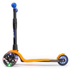 Самокат детский трехколесный Yo Tokyo стильный легкий бесшумный 3-колесный светящиеся колеса, оранжевый-синий