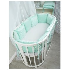 Про сон бортики-подушки Plush ромбики/однотонный салатовый