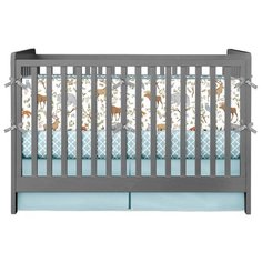 MomStory Design Бортик в кроватку Сказочный Лес белый/голубой