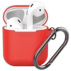 Чехол Deppa для AirPods с карабином red