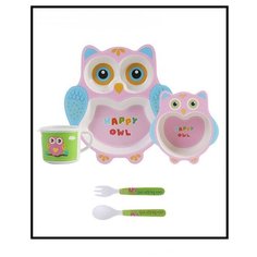 BURRG Набор бамбуковой посуды для детей "Сова", 5 предметов