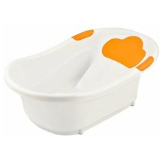 Ванночка ROXY-KIDS с анатомической горкой и сливом. Цвет вставок: оранжевый