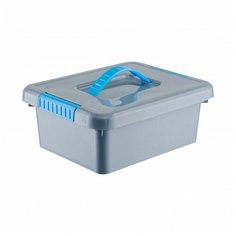 FunBox Ящик органайзер MECHANIС 3л, 6 вставок, голубые ручки