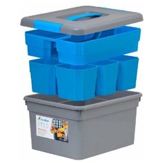 FunBox Ящик органайзер MECHANIС 5л с ручкой+6 вставок S+лоток S, голубые ручки