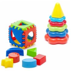 Набор развивающий Игрушка "Кубик логический малый" 40-0011 + Пирамида детская малая 40-0046 Karolina Toys