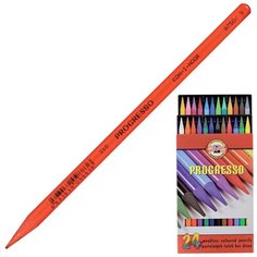 Карандаши цветные KOH-I-NOOR художественные "Progresso", 24 цвета, 7,1 мм, в лаке, без дерева, заточенные (8758024007PZ)