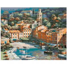 Средиземноморский городок Раскраска картина по номерам на холсте KTMK-864411 40х50
