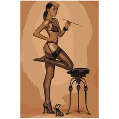 Девушка в чулках пин ап Раскраска картина по номерам на холсте Z-AB659 40х60