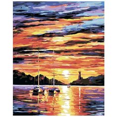 Закат на побережье Раскраска картина по номерам на холсте LA40 40х50