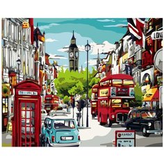 Улица Лондона, Биг Бен Раскраска картина по номерам на холсте KTMK-london 40х50