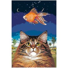 Сон с рыбкой Раскраска по номерам на холсте Живопись по номерам A426 40х60