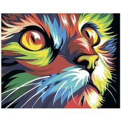 Радужный кот Раскраска картина по номерам на холсте RA046 40х50