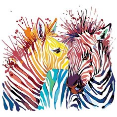 Радужные зебры Раскраска по номерам на холсте Живопись по номерам A361 40х40