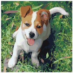 Веселый щенок Раскраска картина по номерам на холсте ets350-4040 40х40