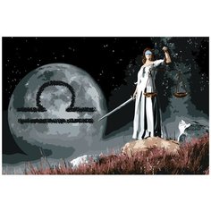 Знак зодиака Весы на фоне луны Раскраска картина по номерам на холсте KTMK-libra03public 40х60