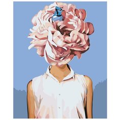 Девушка с розовым цветком Раскраска картина по номерам на холсте Z-AB247 40х50