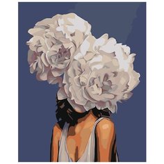 Девушка с белыми пионами Раскраска картина по номерам на холсте Z-AB225 40х50