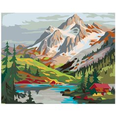 Горное озеро Раскраска по номерам на холсте Живопись по номерам PP16 40х50