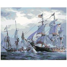 Морское сражение Раскраска по номерам на холсте Живопись по номерам KTMK-49875 40х50
