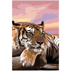 Тигр на закате Раскраска по номерам на холсте Живопись по номерам A391 40х60