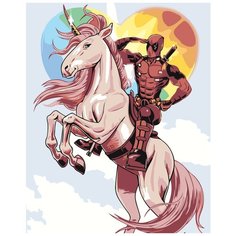 Дэдпул на единороге Раскраска картина по номерам на холсте Z-AB504 40х50