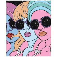 Девушки в очках поп-арт Раскраска картина по номерам на холсте WA27 40х50