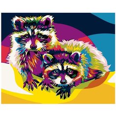 Радужные еноты Раскраска картина по номерам на холсте PA09 40х50