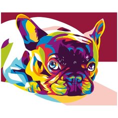 Радужный французский бульдог Раскраска по номерам на холсте Живопись по номерам ARTH-AH127 40х50