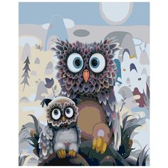 Совушки Раскраска картина по номерам на холсте KRYM-OW01 40х50