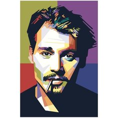 Красочный Джонни Депп Поп-арт Раскраска картина по номерам на холсте PA225 40х60