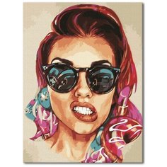 Набор для рисования "Девушка в очках" / Картина по номерам / Раскраска по номерам 30х40 на подрамнике La Karti