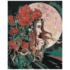 Девушка и луна Раскраска картина по номерам на холсте AAAA-RS034 40х50