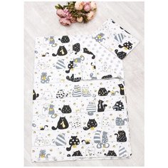 Постельное белье 1.5-спальное Amarobaby Time to Sleep, бязь, 50 х 70 см, белый/котики